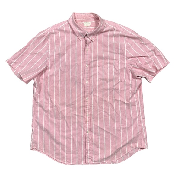 Double RL RRL Ralph Lauren Pink White Striped Oxford S/S Button Shirt Mens XL - Picture 1 of 10